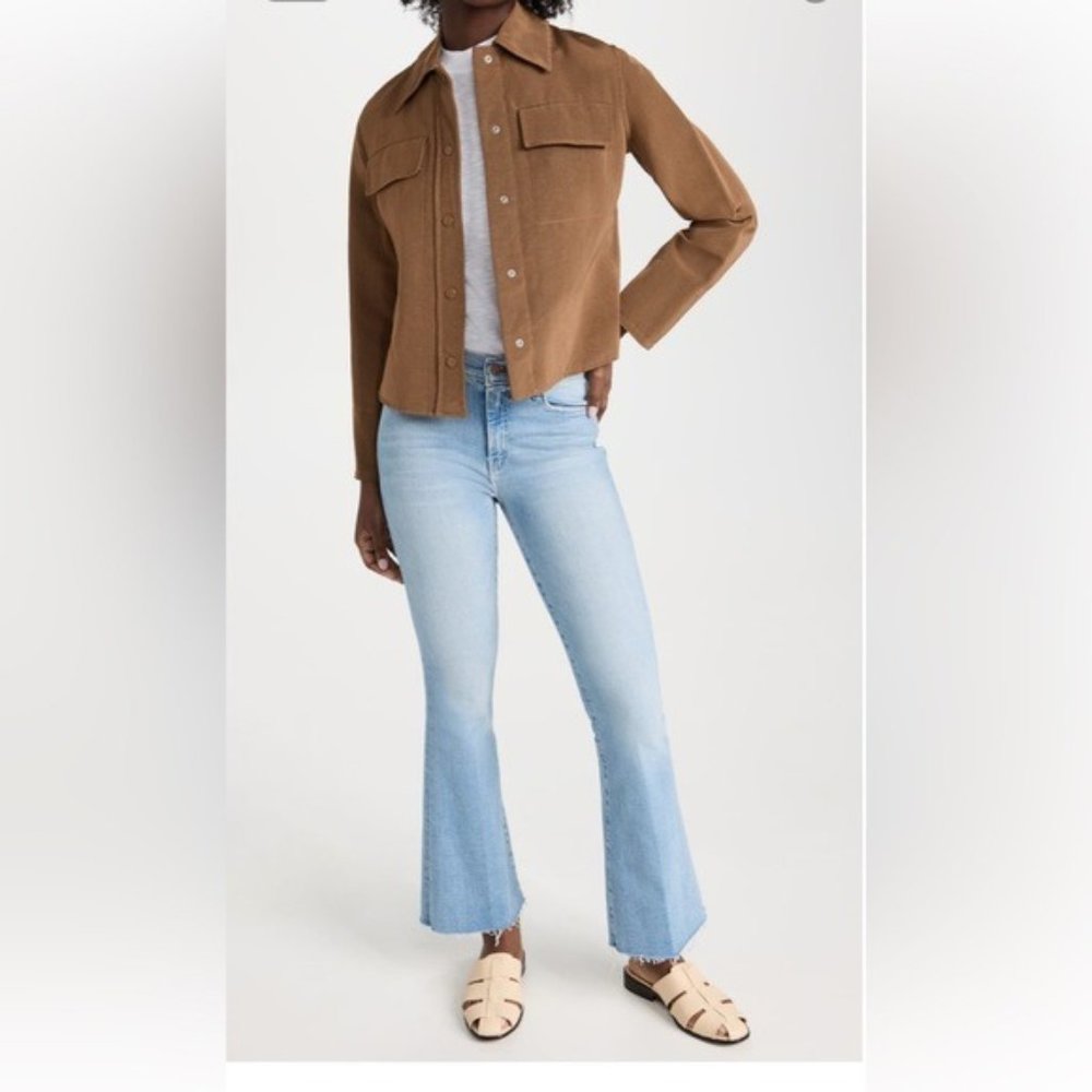 Mother Light Blue The Weekender Fray Raw Hem Flare Denim Jeans Size 27 Flared